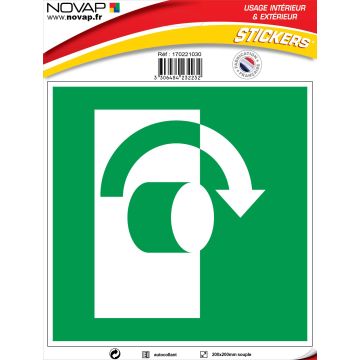 Panneau Tourner dans le sens des aiguilles d'une montre pour ouvrir - Vinyle adhésif 200x200mm - 4232232