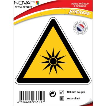 Panneau Danger rayonnement optique - Adhésif Triangle 100mm - 4233017