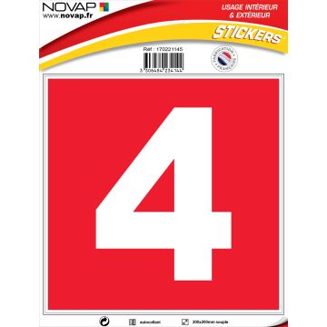 N°4 - 200x200mm - Adhésif Rouge - 4234144