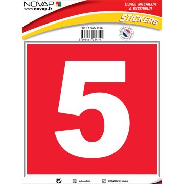 N°5 - 200x200mm - Adhésif Rouge - 4234151