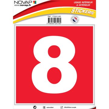 N°8 - 200x200mm - Adhésif Rouge - 4234182