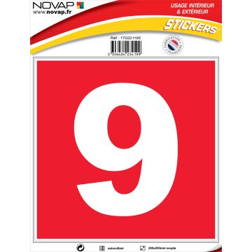 N°9 - 200x200mm - Adhésif Rouge - 4234199