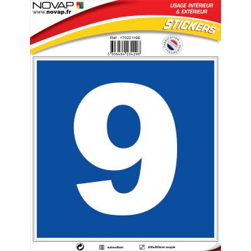 N°9 - 200x200mm - Adhésif Bleu - 4234298