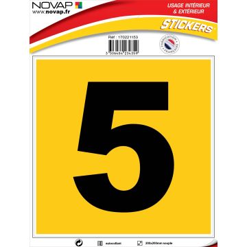 N°5 - 200x200mm - Adhésif Jaune- 4234359