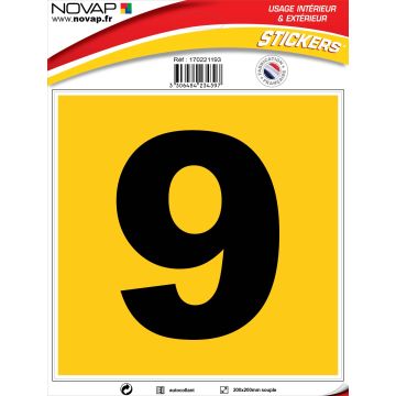 N°9 - 200x200mm - Adhésif Jaune- 4234397