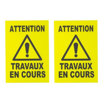 Lot de 2 plaques modulable jaune fluo - travaux en cours - Novap