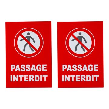 Lot de 2 plaques modulable rouge - Passage interdit aux piétons - Novap