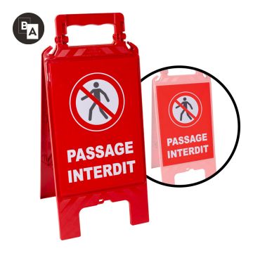 Chevalet de signalisation modulable rouge - Passage interdit aux piétons - Novap