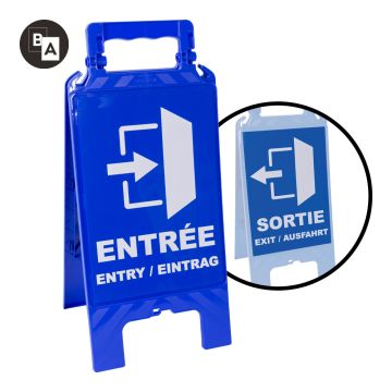 Chevalet de signalisation modulable Bleu - Entrée & Sortie - Novap
