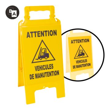 Chevalet de signalisation modulable jaune - Attention véhicules de manutention - Novap