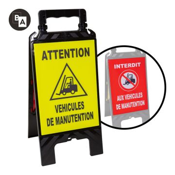 Chevalet de signalisation modulable noir - Spécial véhicules de manutention - Novap