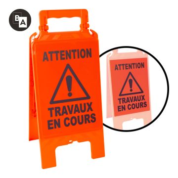 Chevalet de signalisation modulable Orange - Travaux en cours - Novap