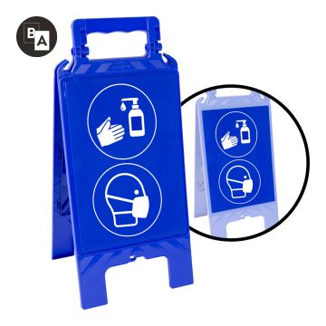 Chevalet modulable bleu - lavage des mains au gel et port du masque obligatoire - Novap