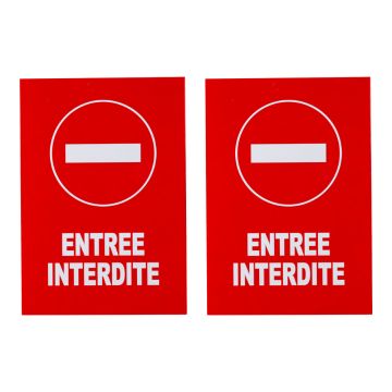Lot de 2 plaques modulable rouge - Entrée interdite - Novap