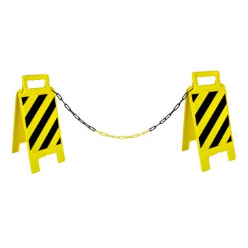 Kit Chevalet hachurés Jaune/Noir + 5m de chaine Ø6mm - Novap