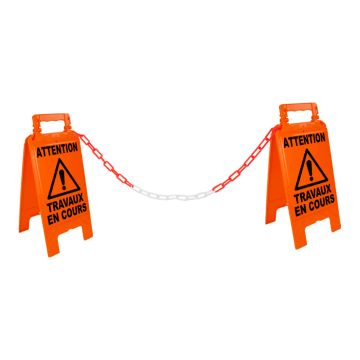 Kit Chevalets travaux en cours Orange Fluo + 5m de chaine Ø6mm - Novap