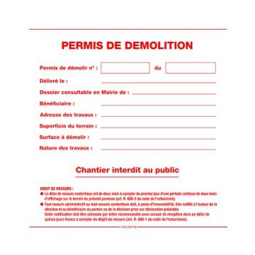 Panneau permis de demolir 1200X800mm - 4300825