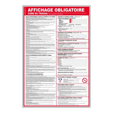 Panneau d'affichage obligatoire du code du travail 400x600mm - Novap