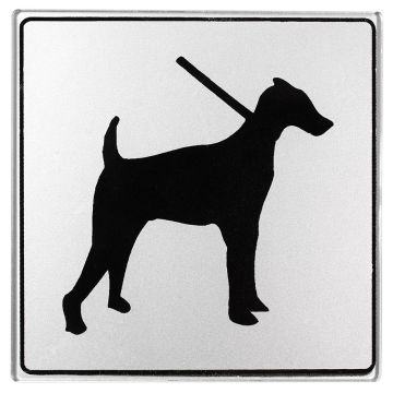 Plaque de porte de porte Chien en laisse - Classique argent 90x90mm - 4330372