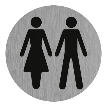 Plaque de porte Toilettes H/F - Aluminium brosse Ø75mm - 4383019
