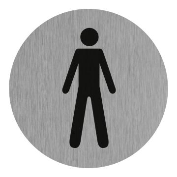 Plaque de porte Toilettes Homme - Aluminium brosse Ø75mm - 4383026