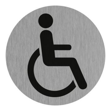 Plaque de porte Toilettes Handicapés - Aluminium brosse Ø75mm - 4383040