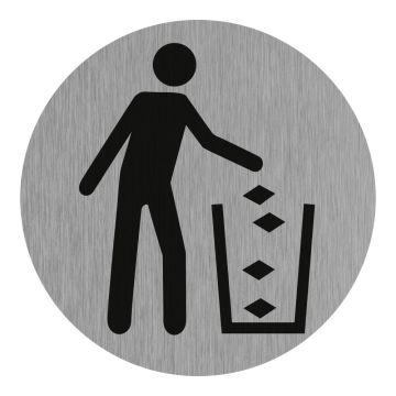 Plaque de porte Poubelle - Aluminium brosse Ø75mm - 4383132