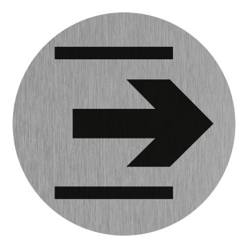 Plaque de porte Sortie (symbole) - Aluminium brosse Ø75mm - 4383156