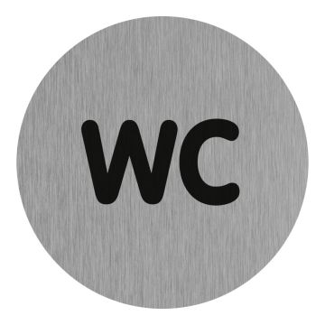 Plaque de porte WC (texte) - Aluminium brosse Ø75mm - 4383217