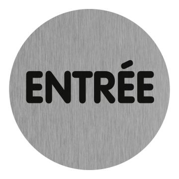 Plaque de porte Entrée (texte) - Aluminium brosse Ø75mm - 4383248