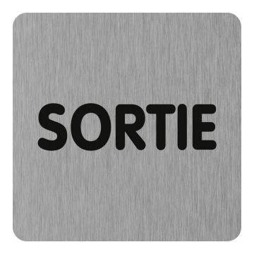Plaque de porte Sortie (texte) - Aluminium brosse 100x100mm - 4384252
