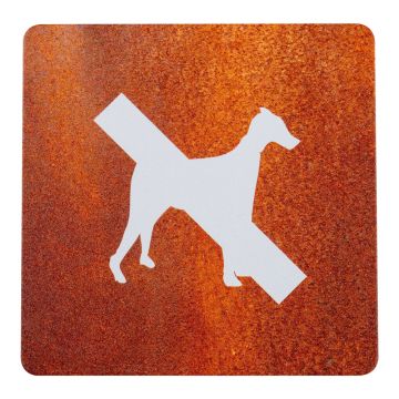 Plaque de porte alu effet rouille - Interdit aux chiens - 4385075