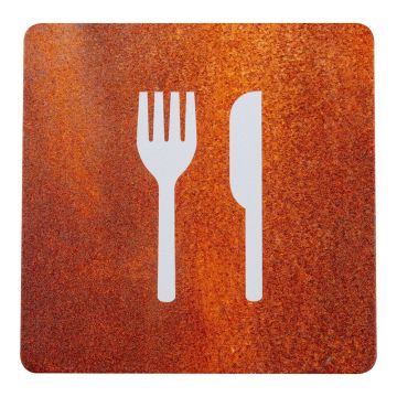 Plaque de porte alu effet rouille - Restaurant - 4385143