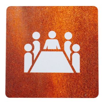 Plaque de porte alu effet rouille - Salle de conférence - 4385150