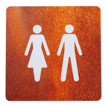 Plaque de porte alu effet rouille - Toilettes H/F - 4385242