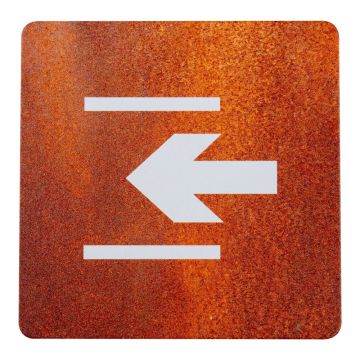 Plaque de porte alu effet rouille - Entrée symbole flèche - 4385280