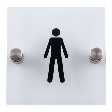 Plaque de porte transparente - Toilettes hommes - Novap