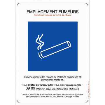 Panneau Emplacement fumeurs - Rigide A4 - 4600031