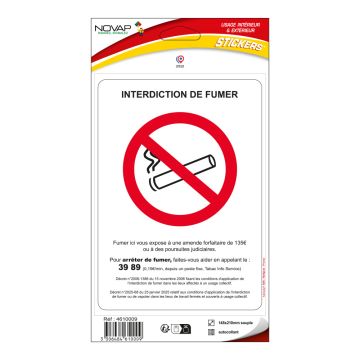 Adhésif 148x210mm Interdiction de Fumer - 4610009