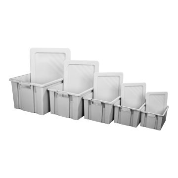 Boite de rangement Novabac 6 au 54 Litres Gris Pierre + les couvercles - 5200216