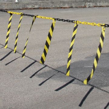 Barrières de chaînes Ø 6mm avec Rubans Hachurés - Jaune/Noir - Novap