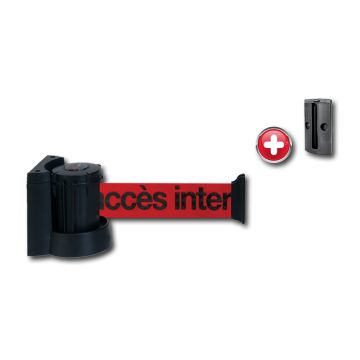 Dérouleur mural avec sangle Rouge avec marquage Accès interdit 2,30m x 50mm plus Platine murale - Novap