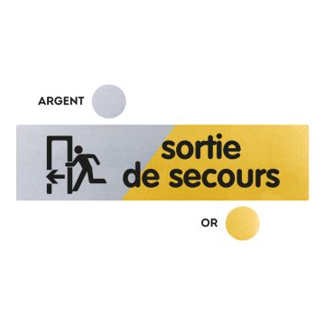 Plaquette Sortie de secours à gauche 170x45 - Argent & Or - NOVAP