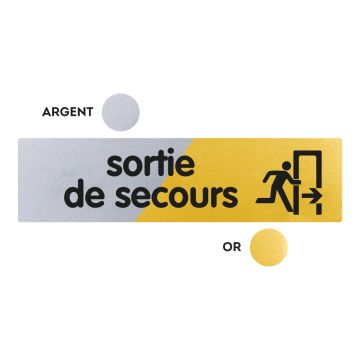 Plaquette Sortie de secours 170x45 - Argent & Or - NOVAP