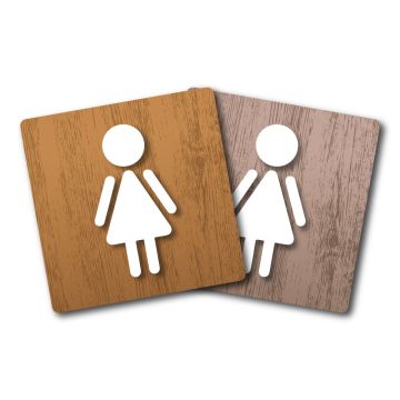 Plaques de porte 90x90mm - Toilettes Femmes - Wood - Novap