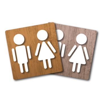 Plaques de porte 90x90mm - Toilettes mixtes - Wood - Novap