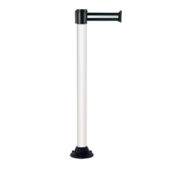 Poteau alu blanc à sangle Noir/Argent sur socle fixe - Novap