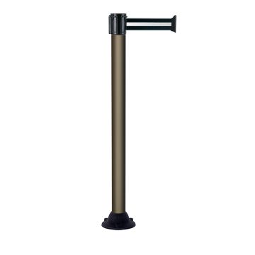 Poteau alu bronze à sangle Noir/Argent sur socle fixe - Novap