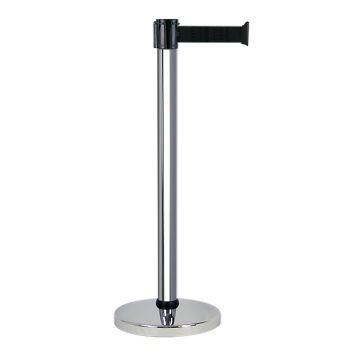 Poteau chromé à sangle Noir - Novap