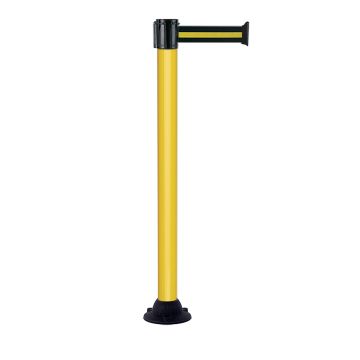 Poteau alu jaune à sangle Noir/Jaune sur socle fixe - Novap